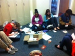 Students spent their free time writing letters to the troops to encourage them for the holidays.
